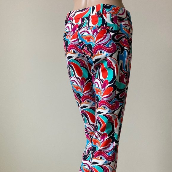 Banana Republic Capri Pants Women Size 2 Summer Cropped Bright Colorful Floral - Picture 2 of 12